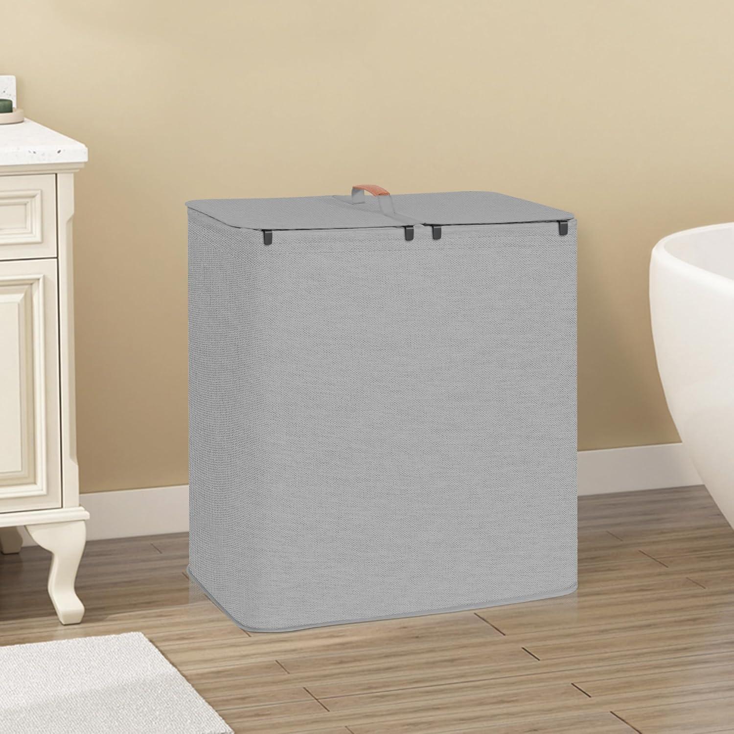 Cesta de Ropa Doble Storage Maniac 136L con Tapa y Asas