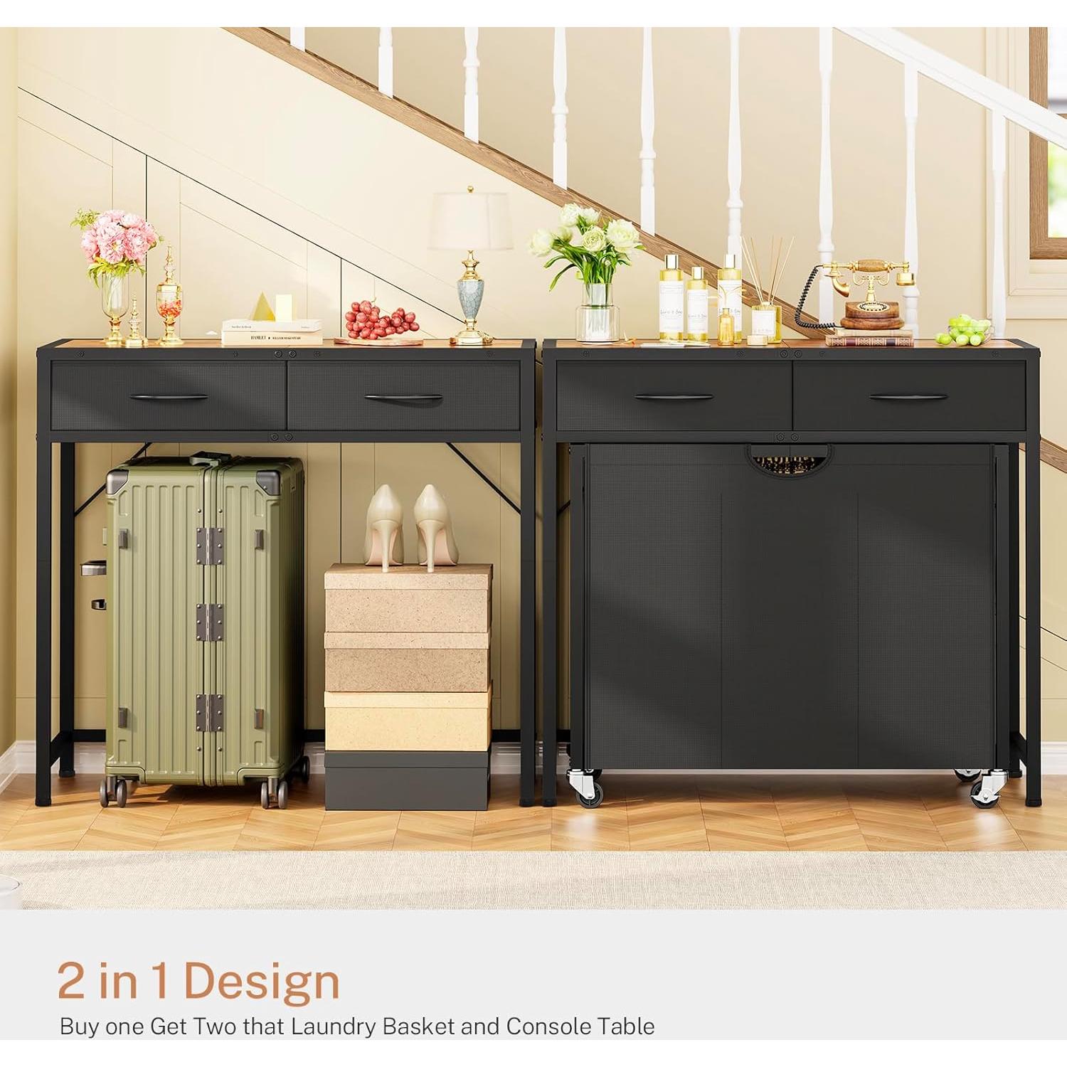 Cesto de Ropa Rodante FGNTWP 120L con 3 Compartimentos