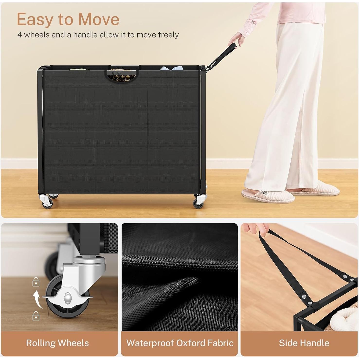 Cesto de Ropa Rodante FGNTWP 120L con 3 Compartimentos