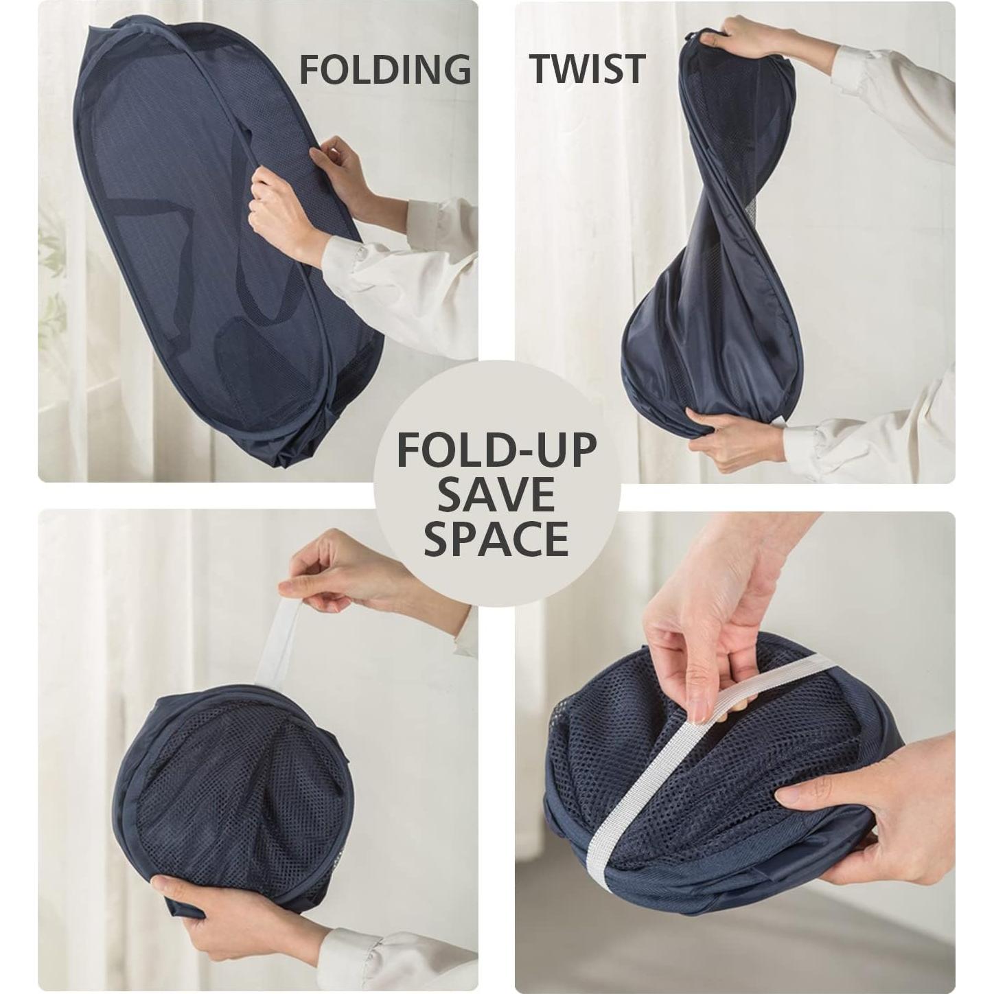 Cesta de lavandería plegable HONOMA con bolsillo lateral - Gris