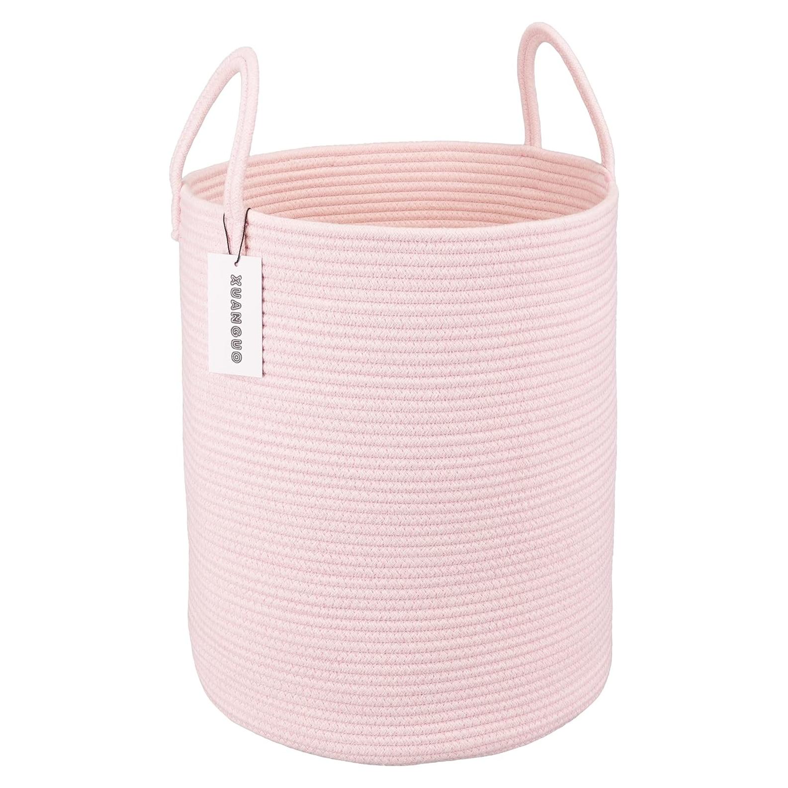 Cesta de Ropa de Algodón XUANGUO Rosa 58L 38.1x38.1x45.7cm