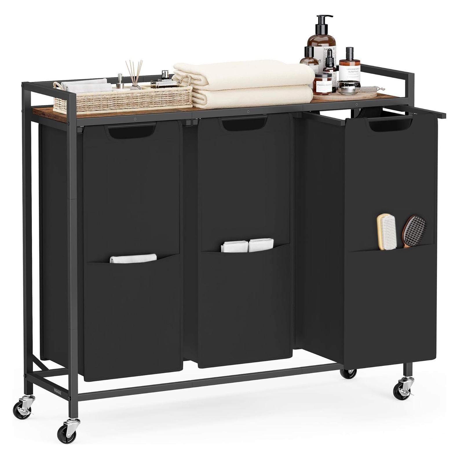 Clasificador de Ropa VASAGLE 165L con 3 Bolsas Desmontables