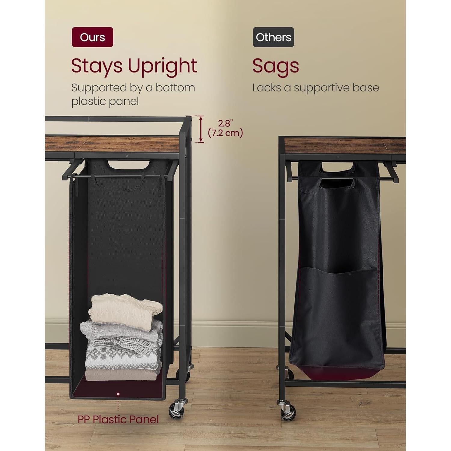 Clasificador de Ropa VASAGLE 165L con 3 Bolsas Desmontables