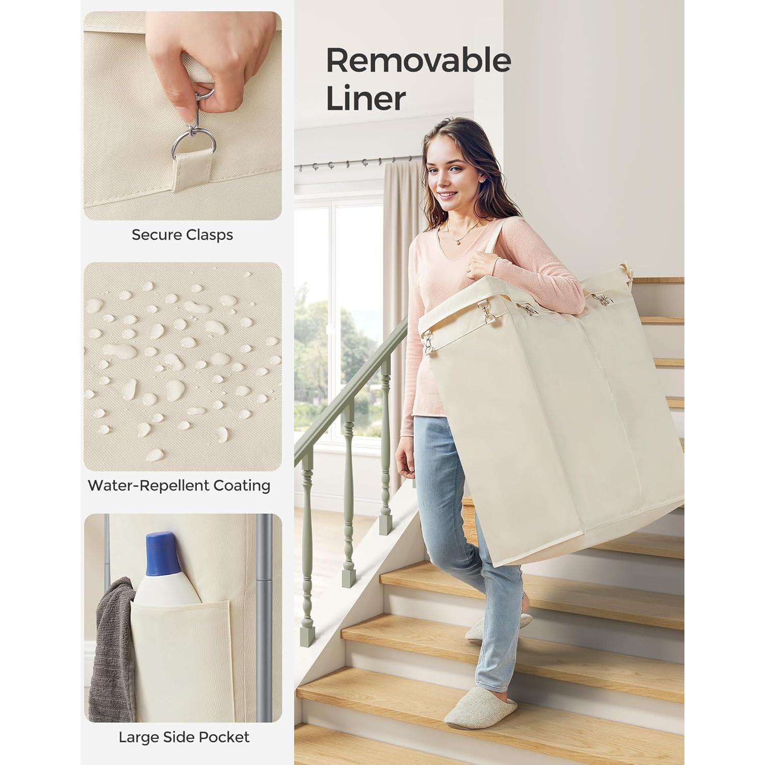 Cesta de Ropa Rodante SONGMICS 140L 2 Compartimentos Blanco