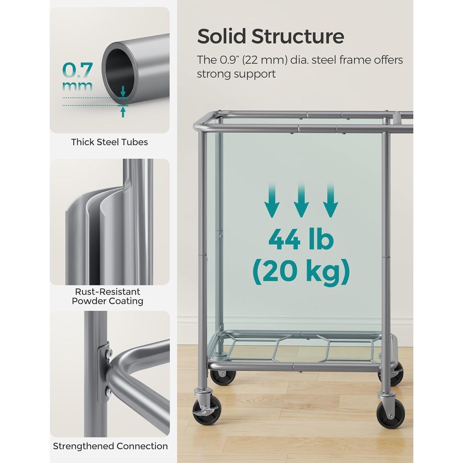 Cesta de Ropa Rodante SONGMICS 140L 2 Compartimentos Blanco
