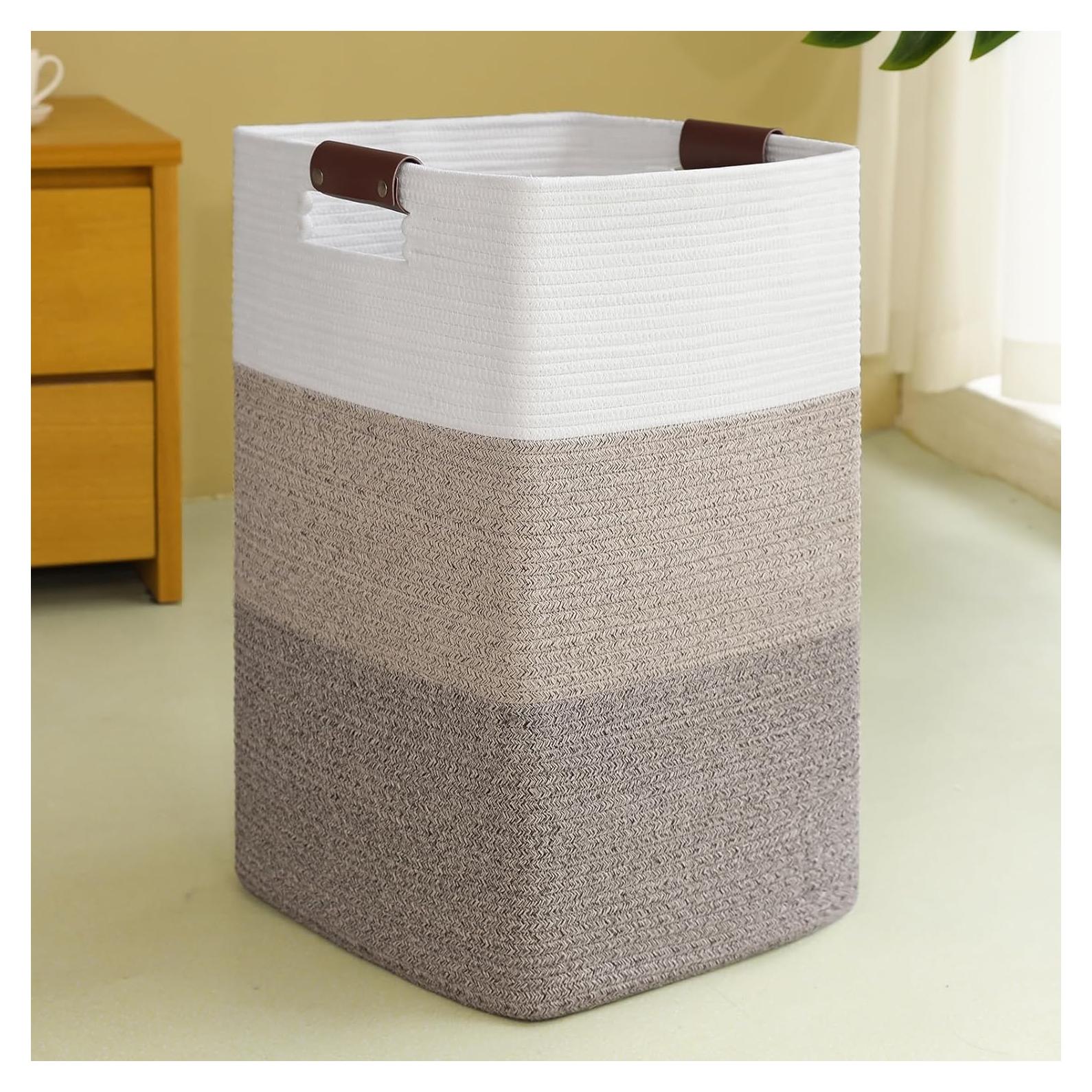 Cesta de Ropa 96L SIXDOVE Algodón Tejida Amarillo Gradiente