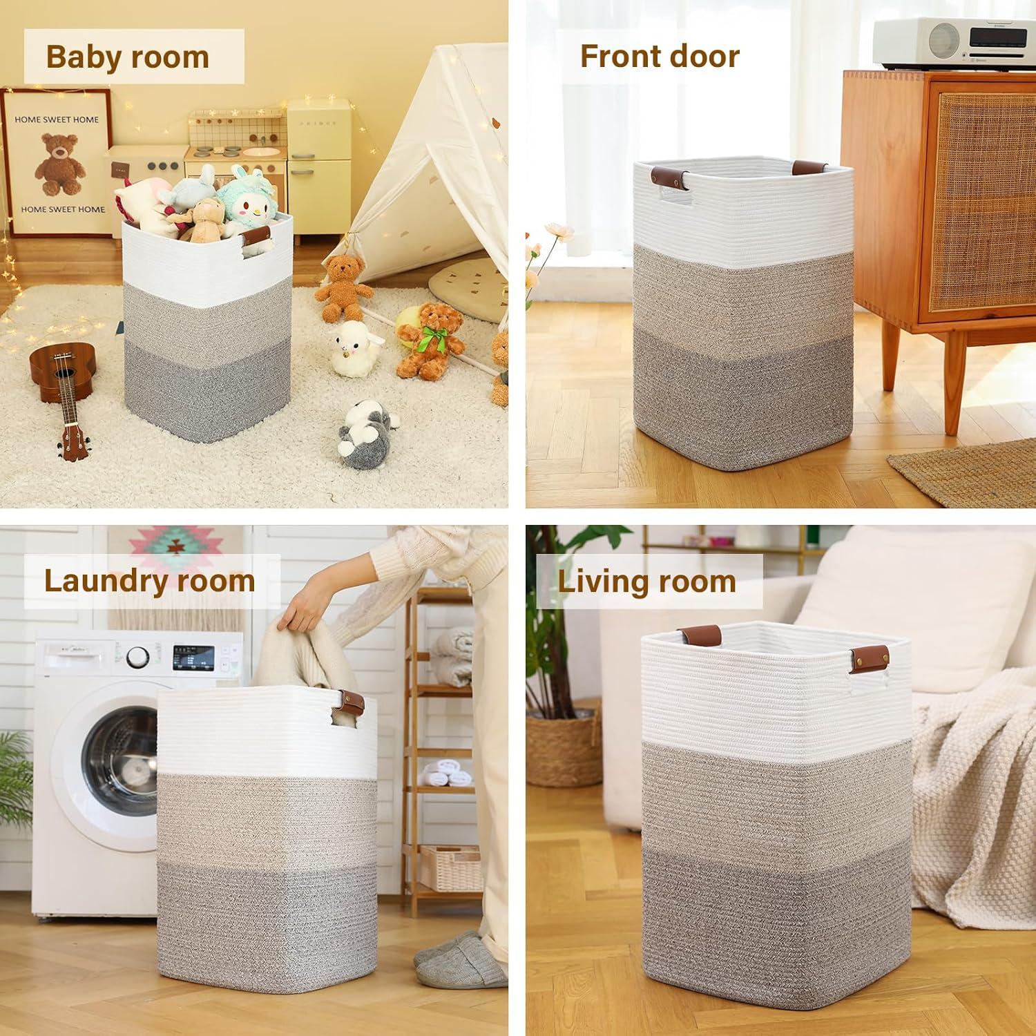 Cesta de Ropa 96L SIXDOVE Algodón Tejida Amarillo Gradiente