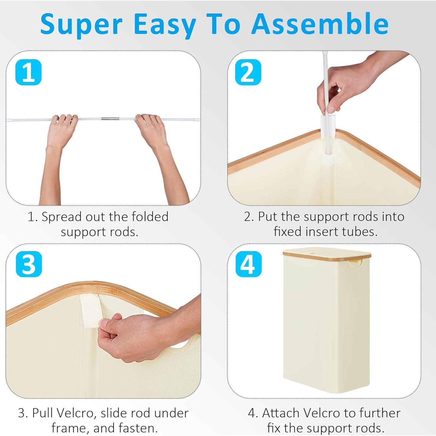 Cesta de Lavandería Efluky 100L con Tapa y Asas de Bambú