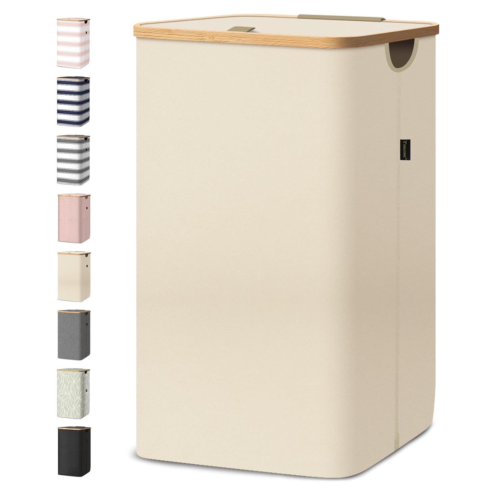 Cesta de Ropa con Tapa BALEINE 100L Beige de Bambú