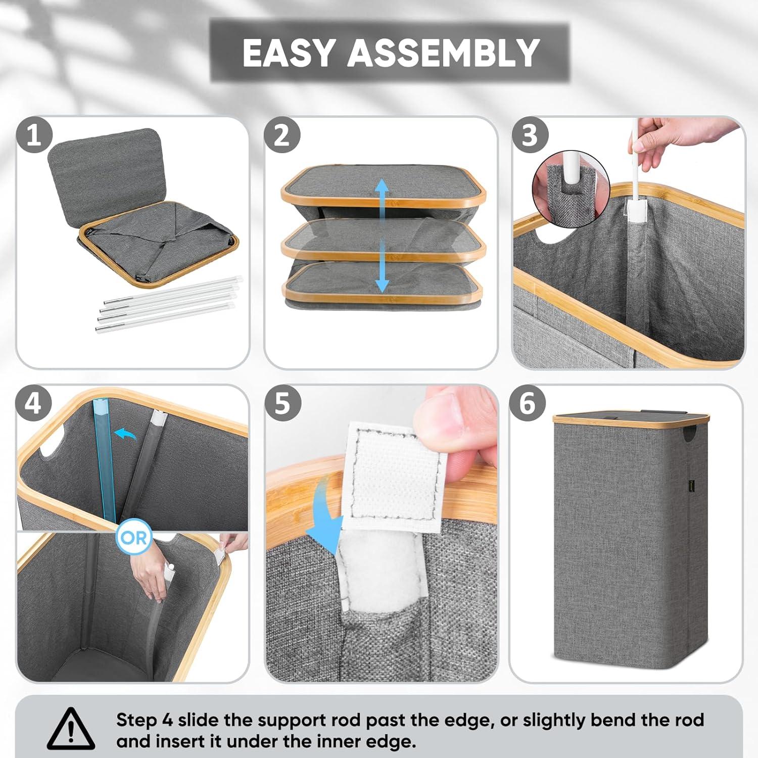 Cesta de Ropa con Tapa BALEINE 100L Beige de Bambú