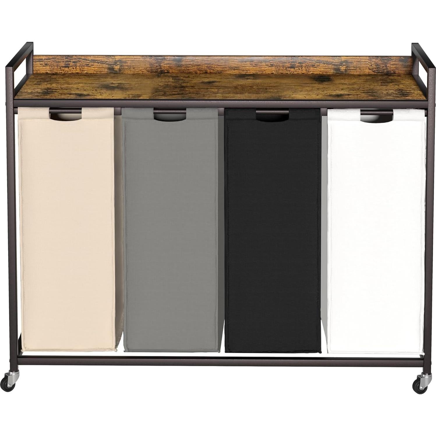 Cesto de Ropa Herture 240L con 4 Bolsas Extraíbles y Ruedas