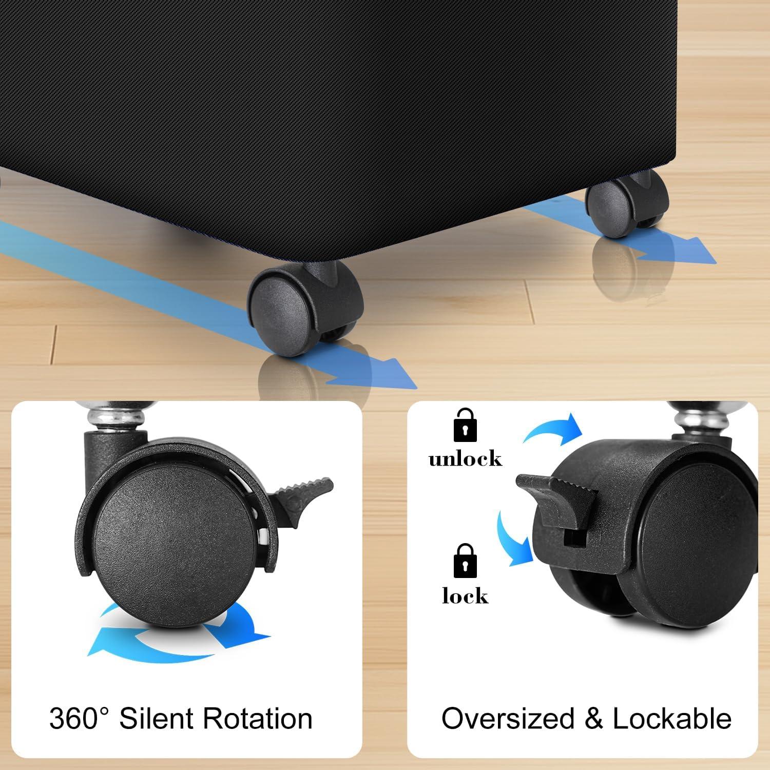 Cesta de Ropa Plegable Wuevu 75L con Ruedas y Tapa - Negro