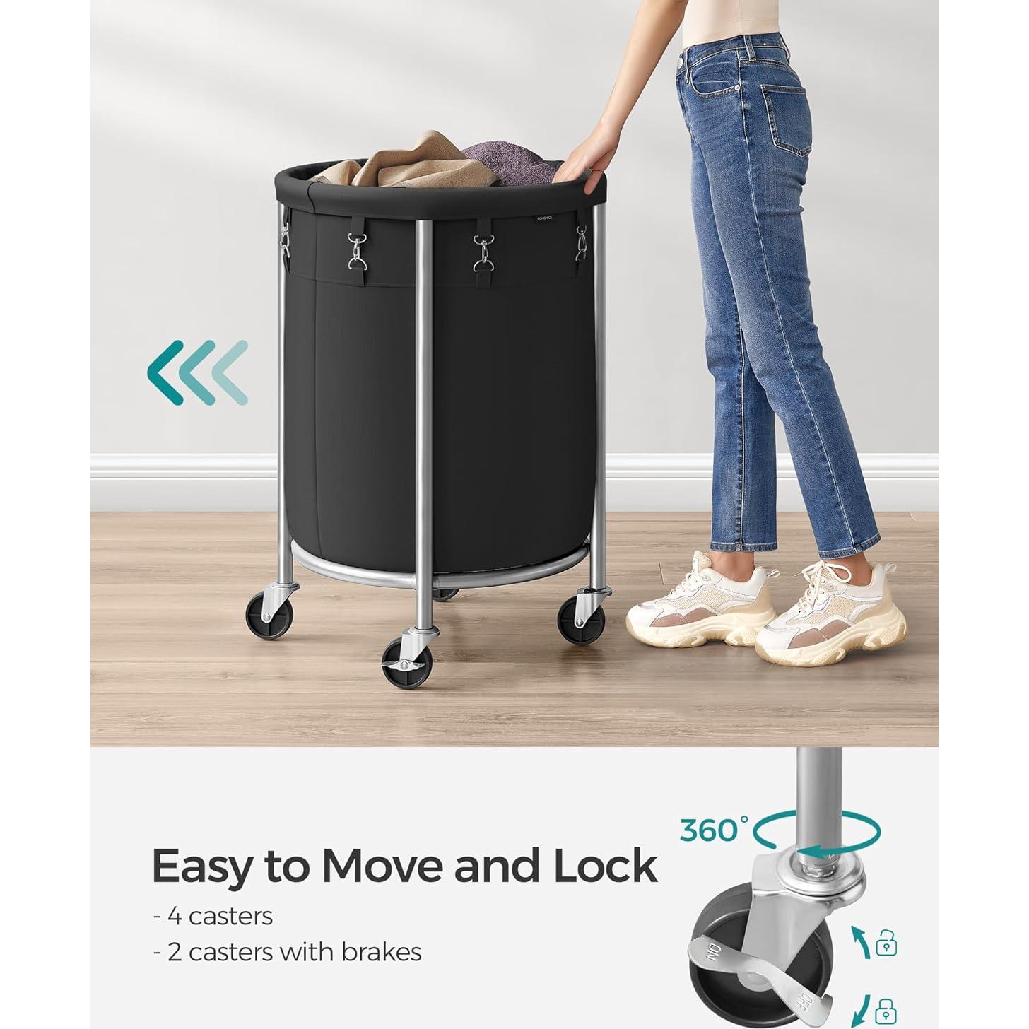 Cesta de Ropa SONGMICS 110L con Ruedas y Marco de Acero