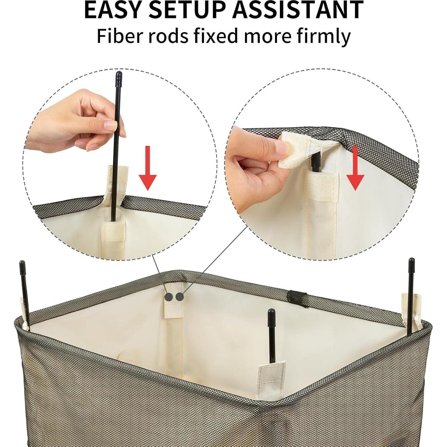 Cesta de Ropa Grande Plegable WOWLIVE 90L con Ruedas Beige