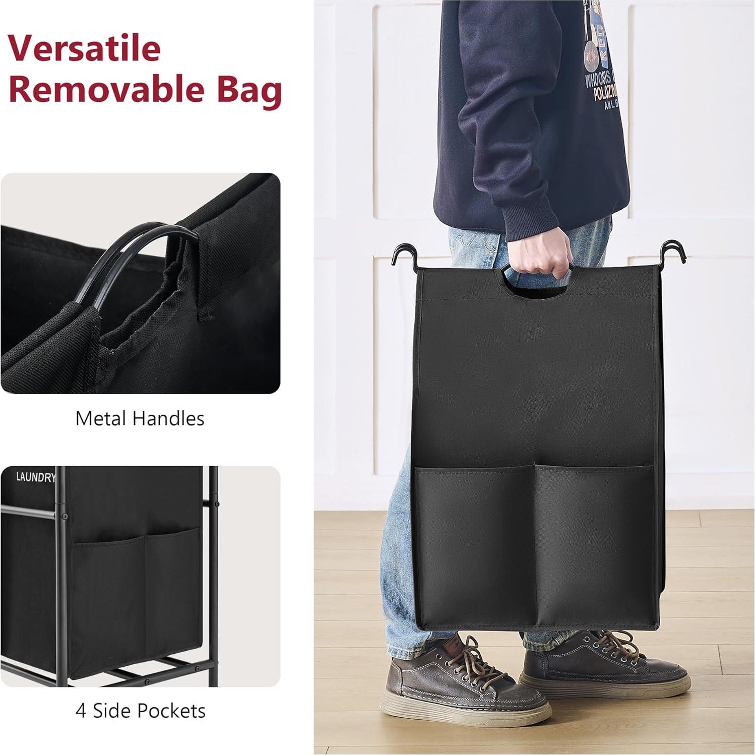 Carro Clasificador de Ropa Tajsoon 4 Bolsas Negro 197.3L