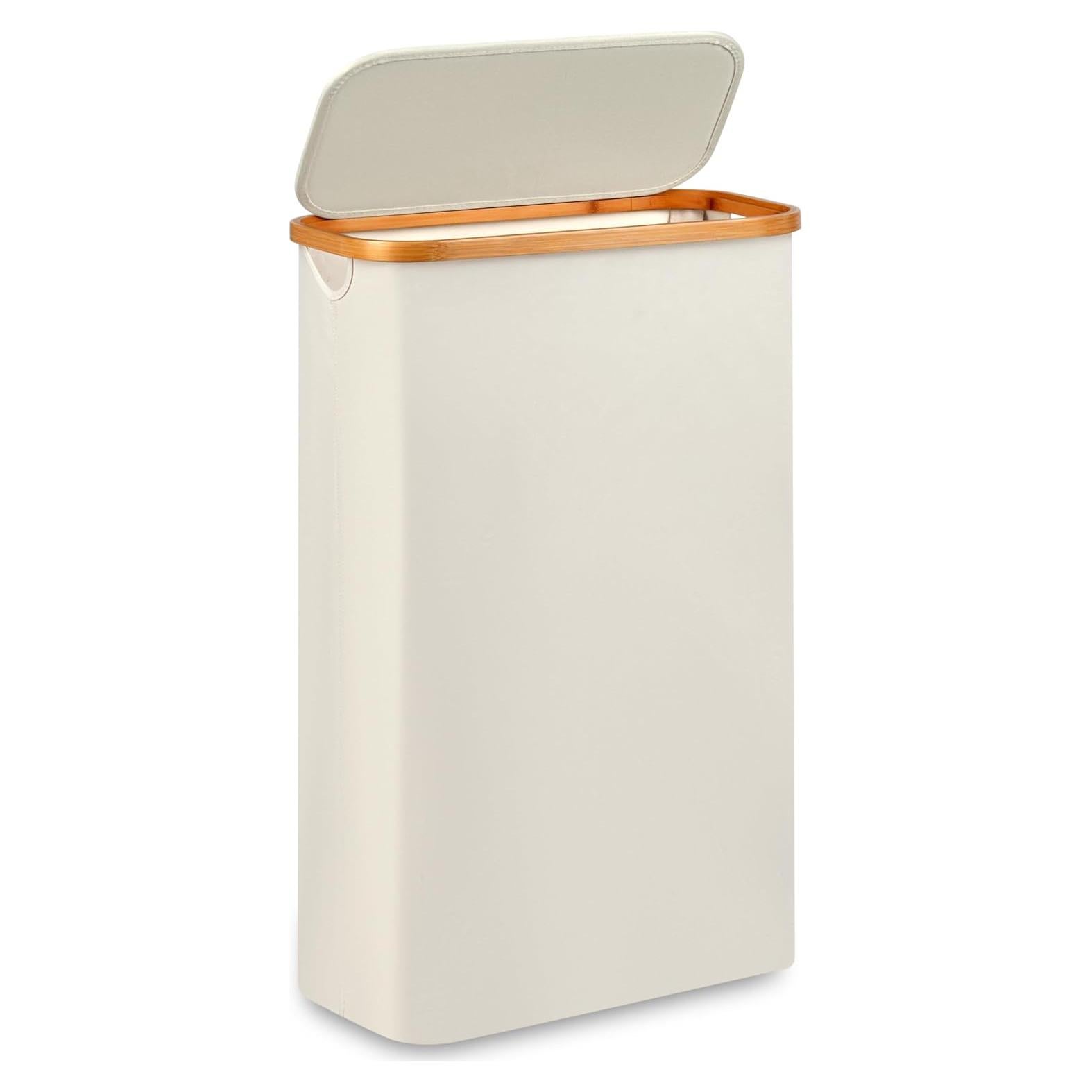 Cesto de Ropa Plegable Merkisa 60L Beige con Tapa y Mango