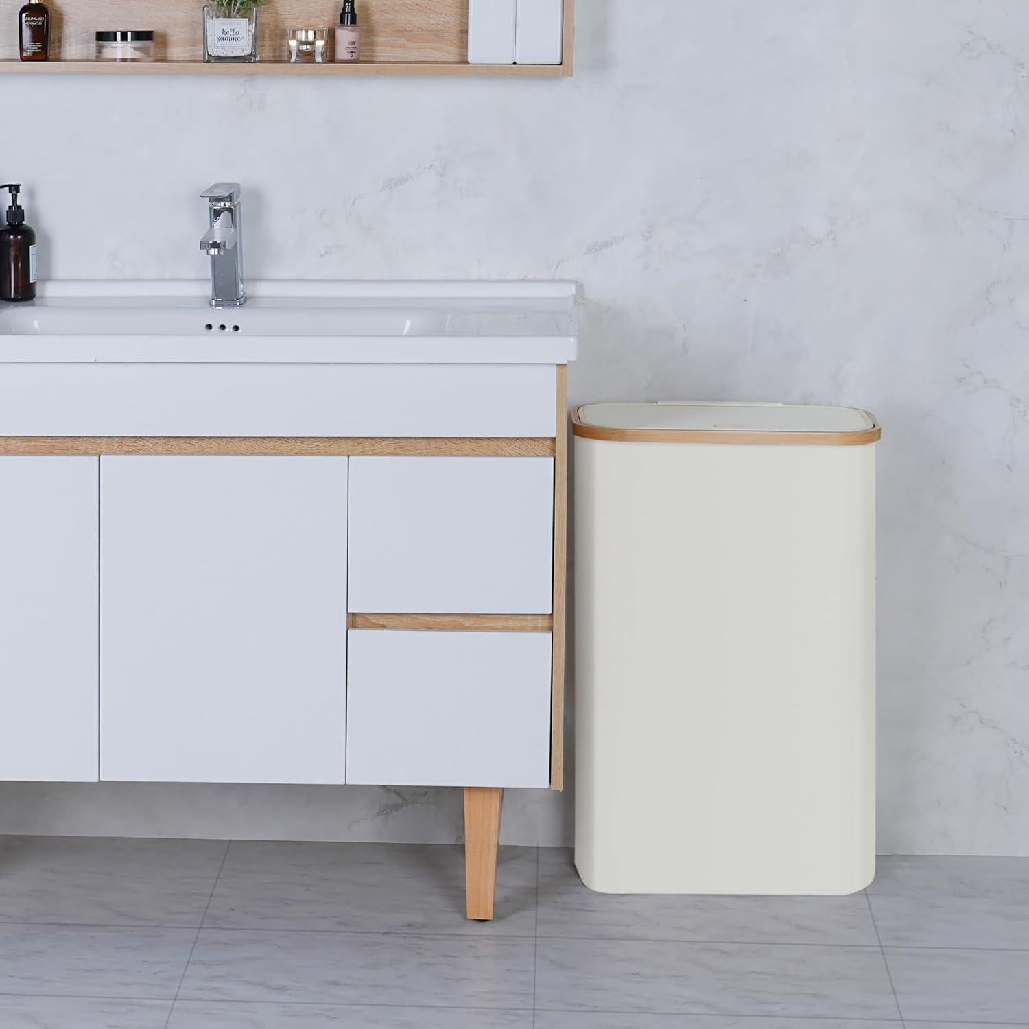 Cesto de Ropa Plegable Merkisa 60L Beige con Tapa y Mango