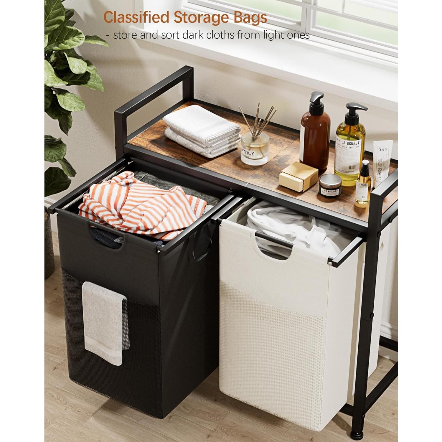 Cesto de Ropa Doble Lulive 112L con Bolsas Extraíbles y Mangos