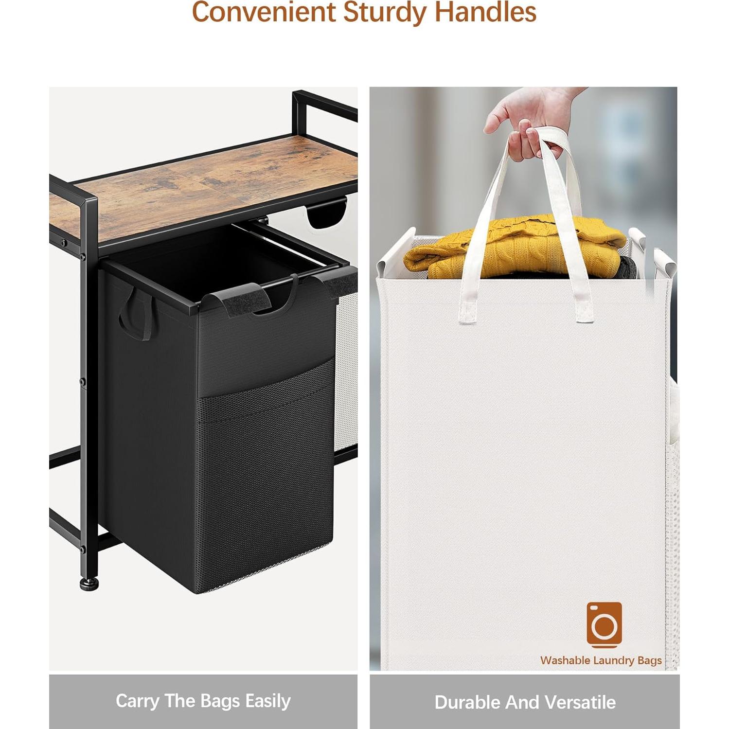 Cesto de Ropa Doble Lulive 112L con Bolsas Extraíbles y Mangos