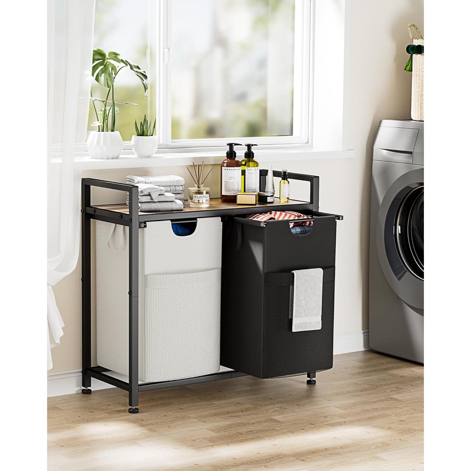 Cesto de Ropa Doble Lulive 112L con Bolsas Extraíbles y Mangos