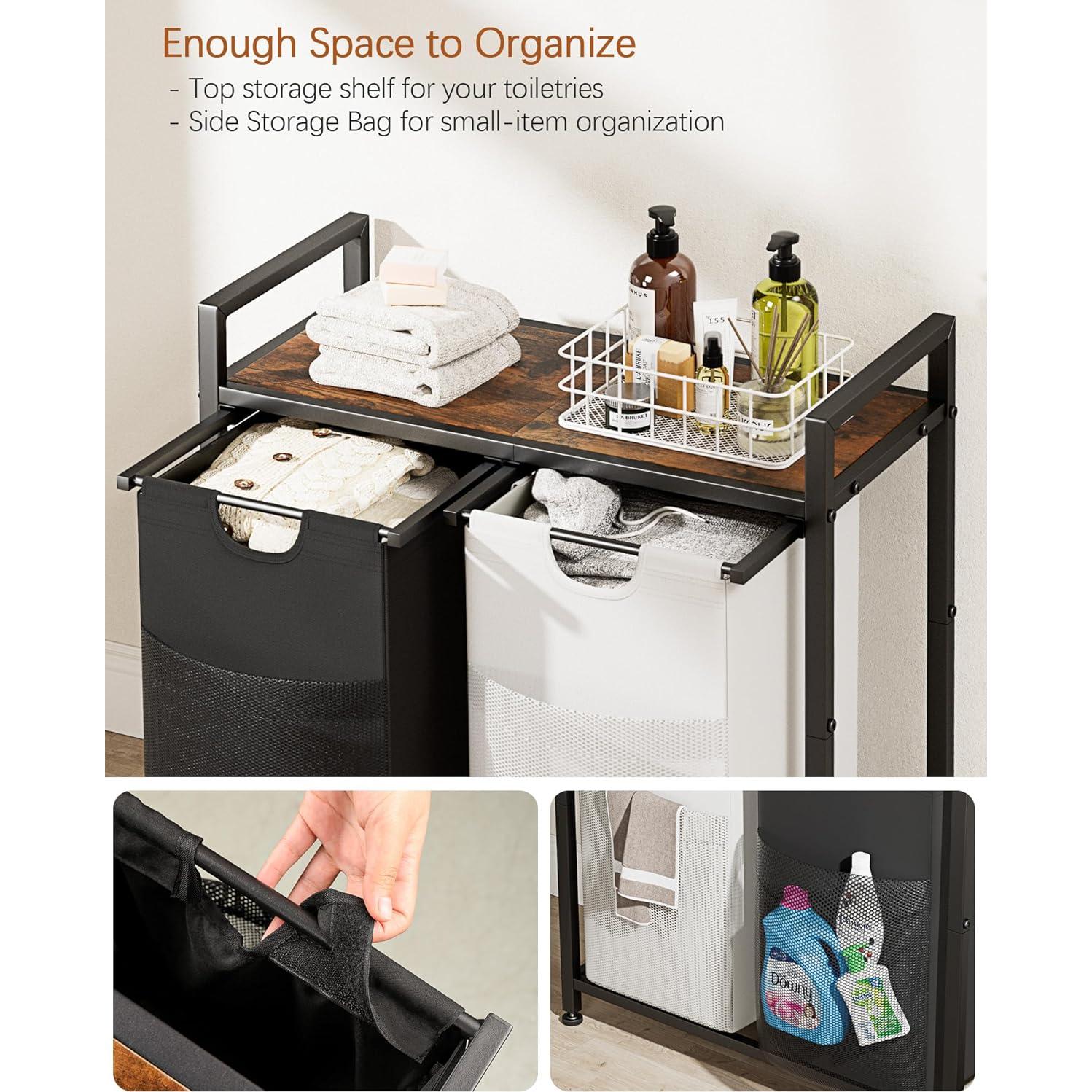 Cesto de Ropa Doble Lulive 112L con Bolsas Extraíbles y Mangos