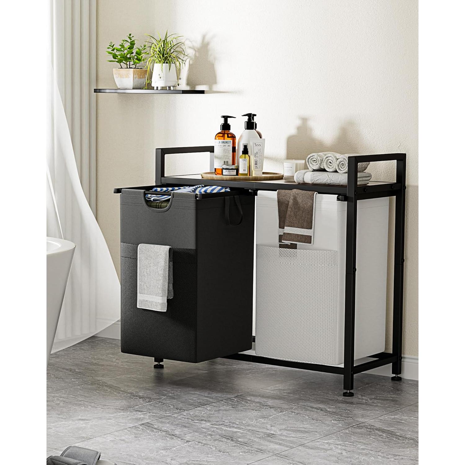 Cesto de Ropa Doble Lulive 112L con Bolsas Extraíbles y Mangos