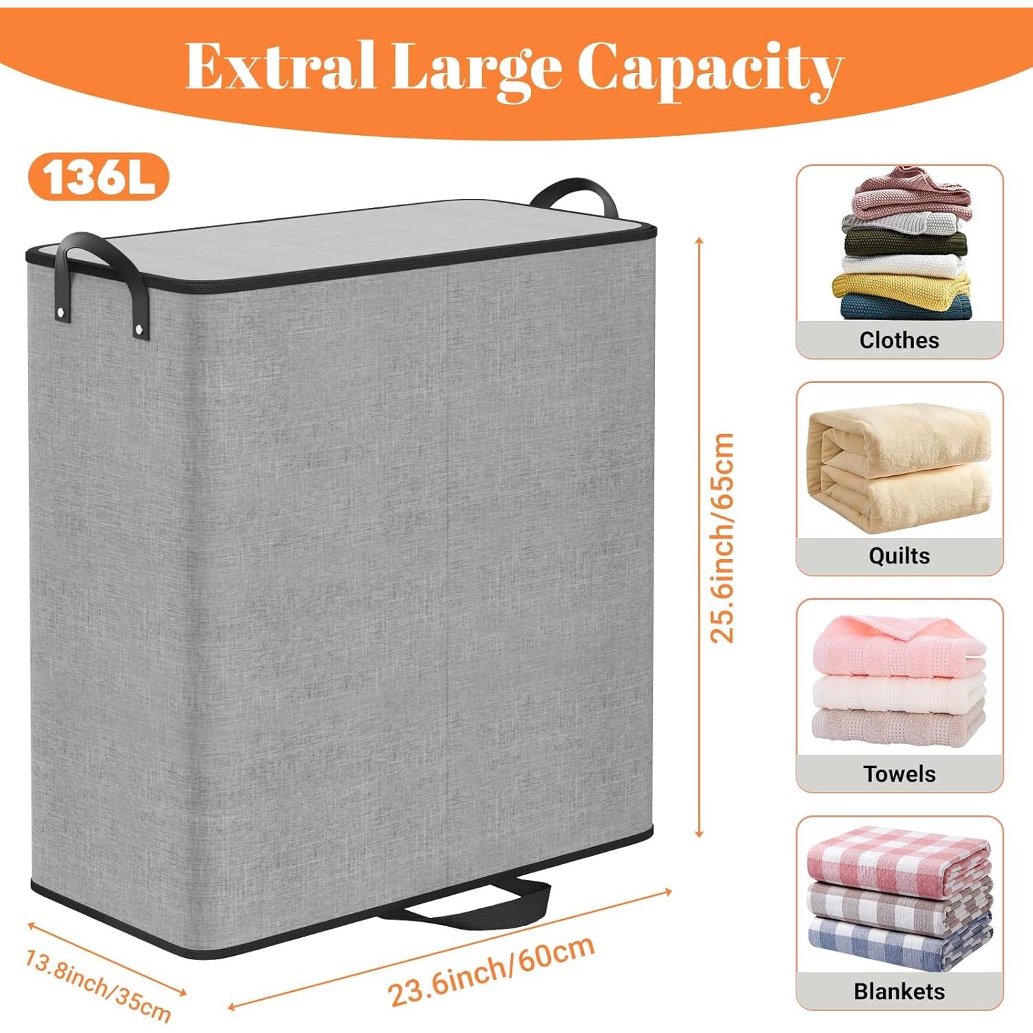 Cesta de lavandería doble SmartTrends 136L gris con tapa