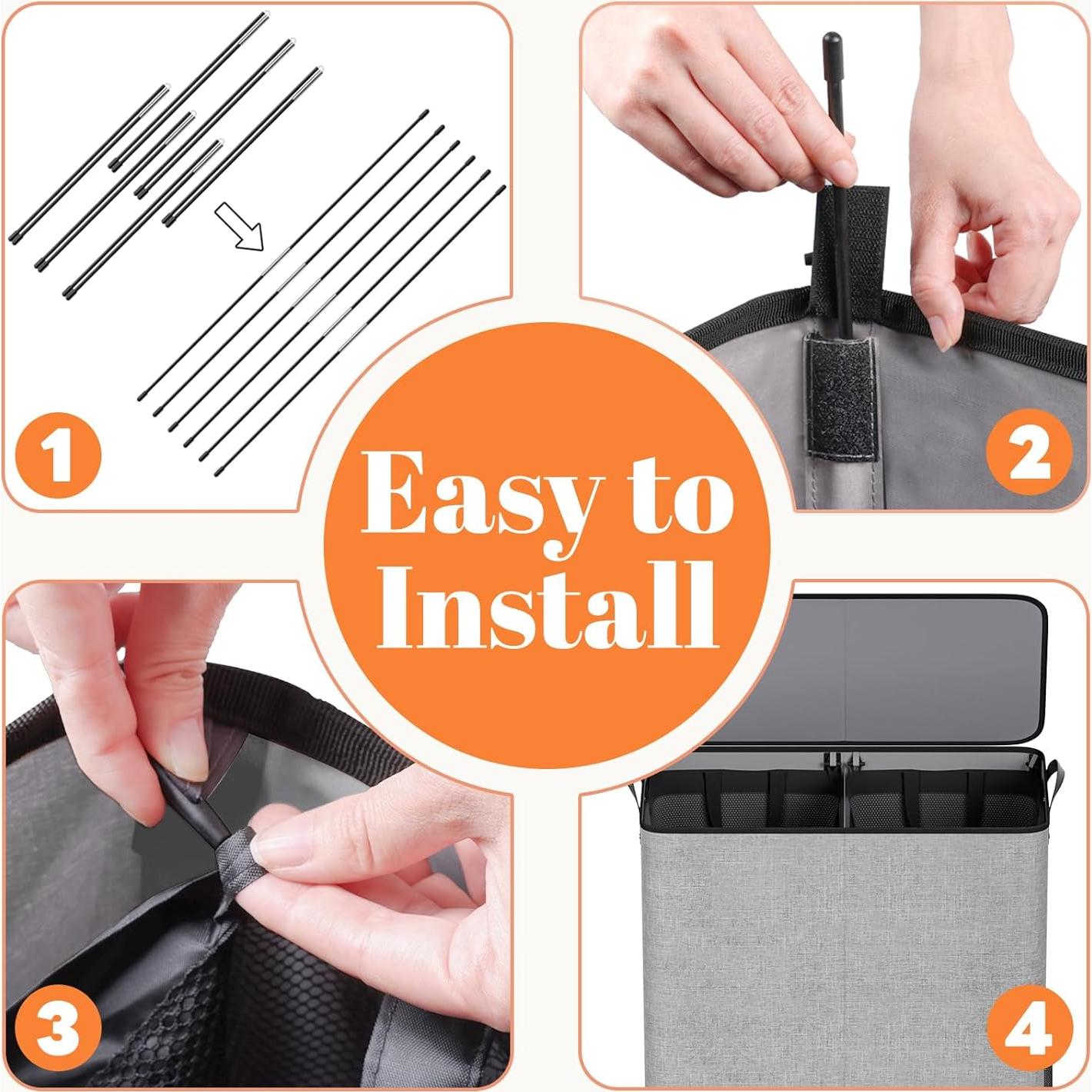 Cesta de lavandería doble SmartTrends 136L gris con tapa