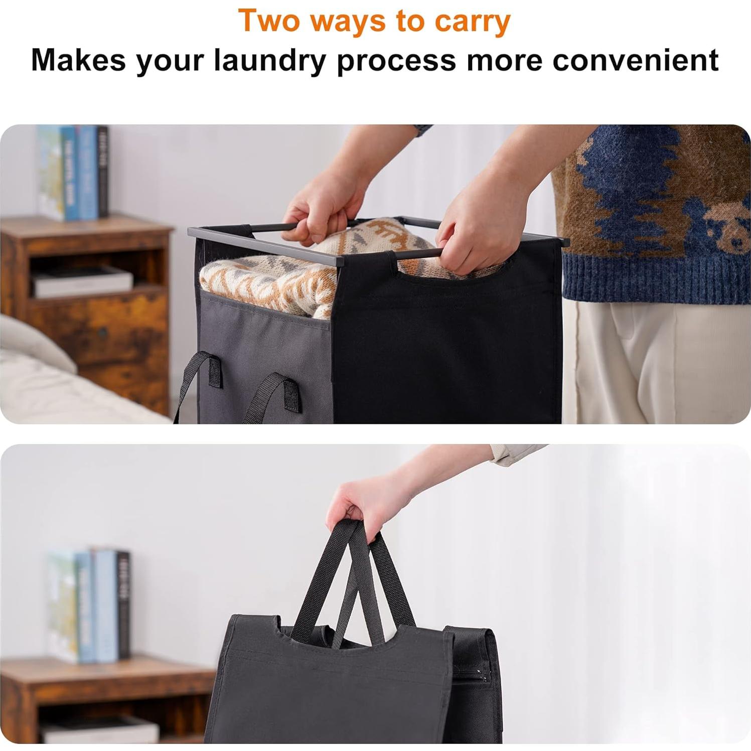 Cesto de Ropa Heybly 3 Secciones Marrón Rústico 141.3L