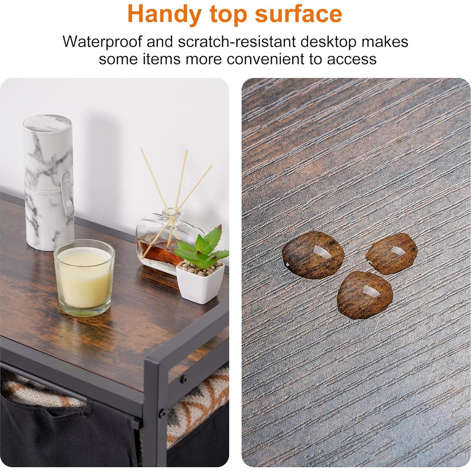 Cesto de Ropa Heybly 3 Secciones Marrón Rústico 141.3L