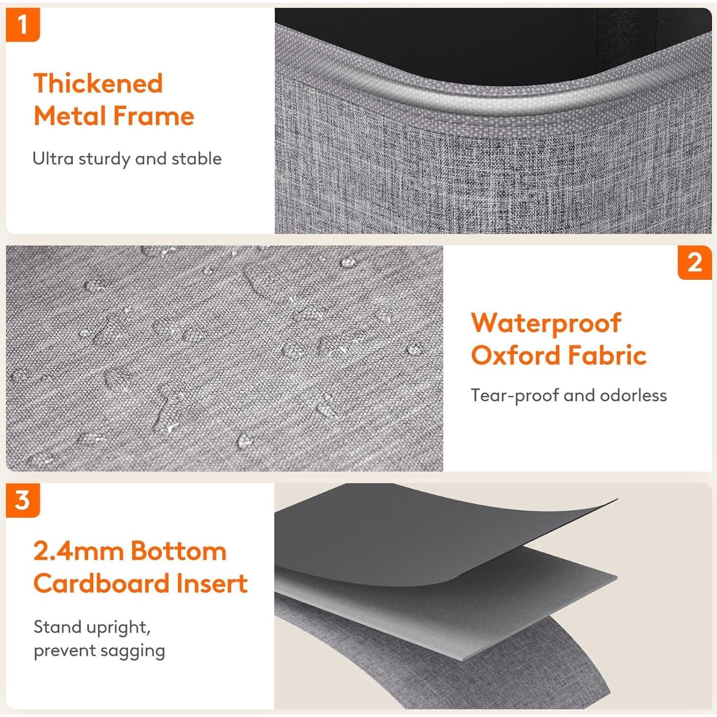 Cesta de Ropa Plegable Lifewit 80L Gris Claro para Lavandería