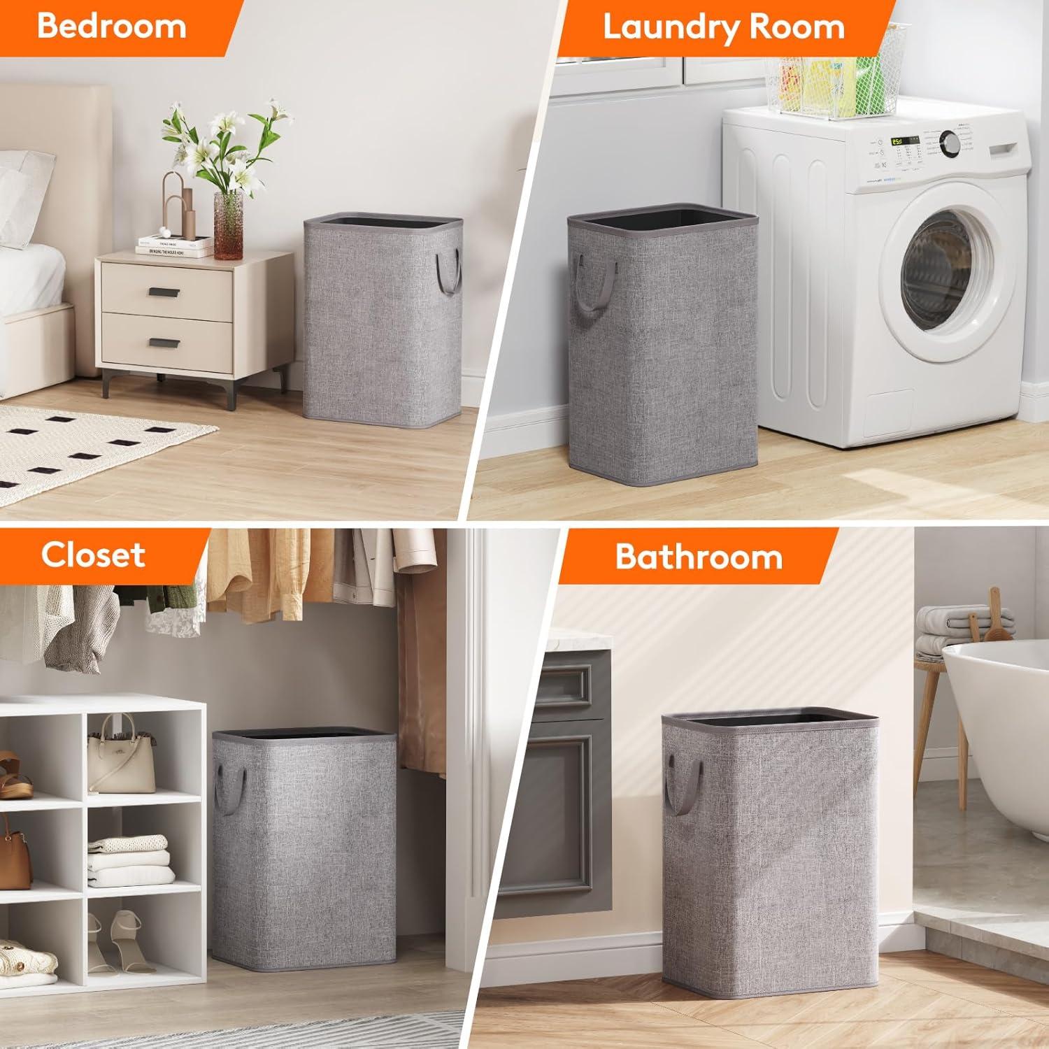 Cesta de Ropa Plegable Lifewit 80L Gris Claro para Lavandería