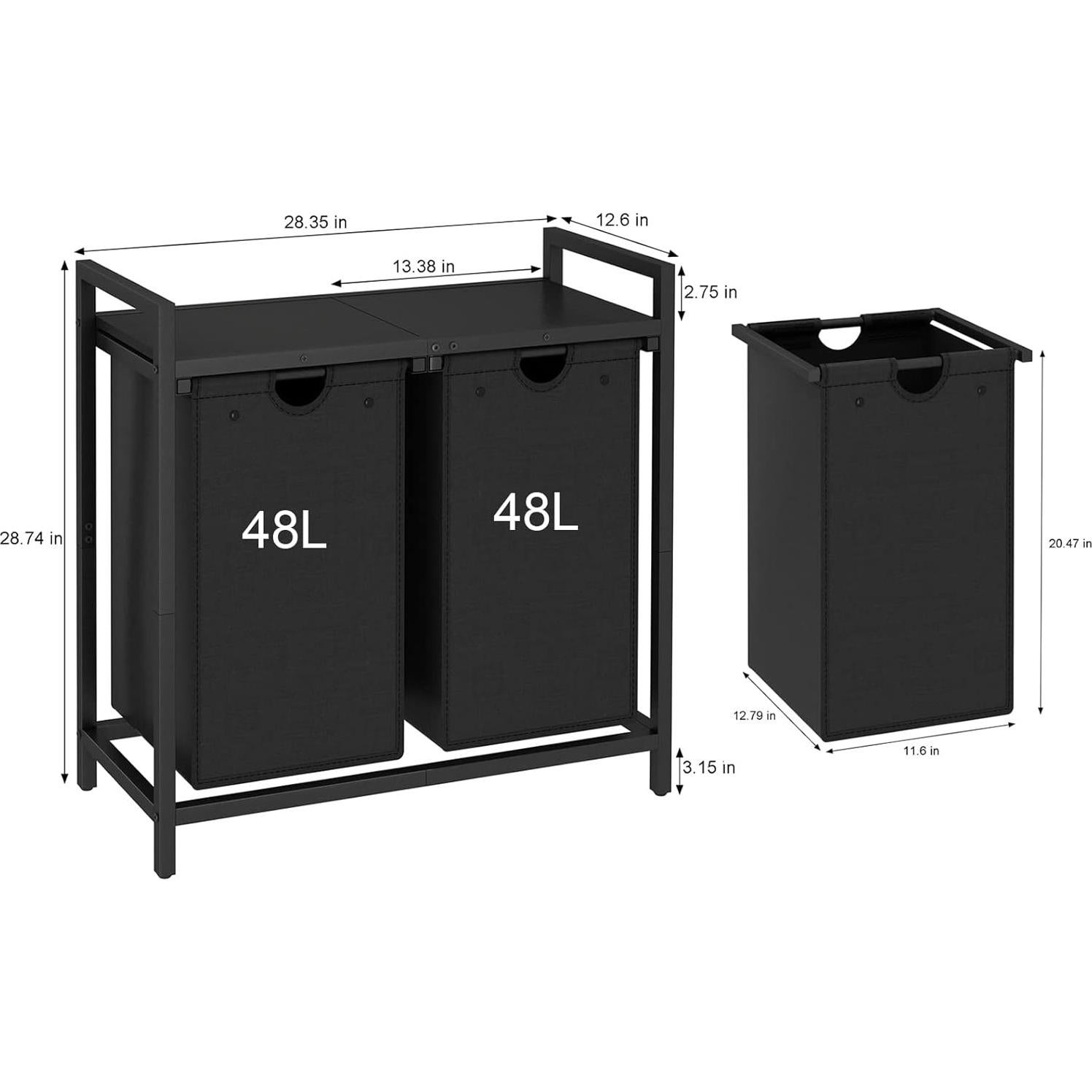 Cesto de Ropa LAATOOREE 2 Compartimentos 96L Marrón Rústico