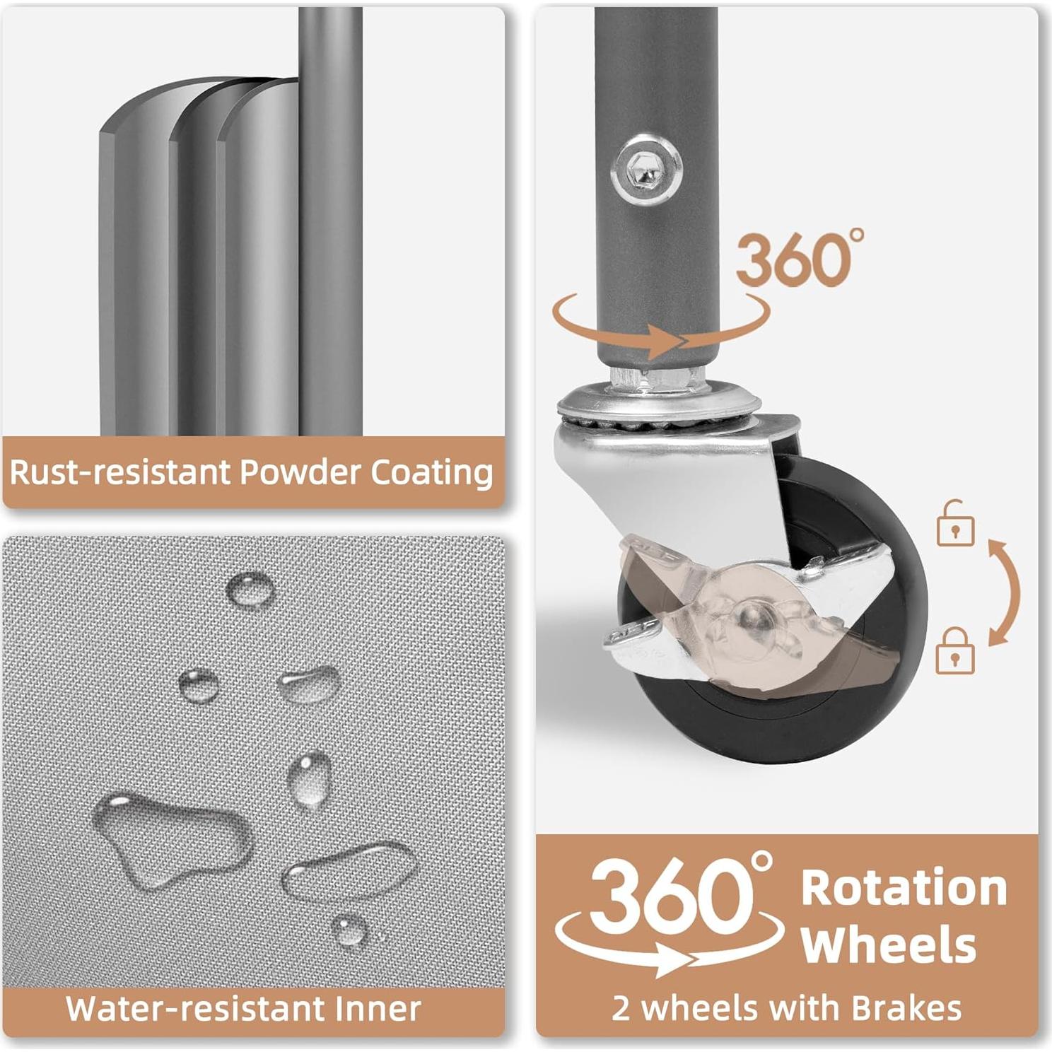 Cesta de Ropa Vertical Rodante STORAGE MANIAC 120L Gris 3 Niveles