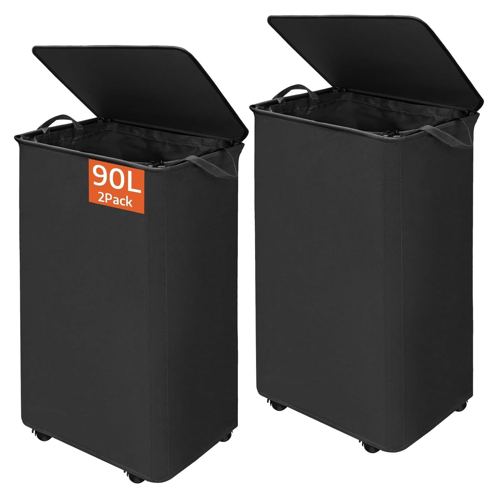Cestas de Lavandería Colapsables Zealor 90L con Ruedas - 2 Pcs