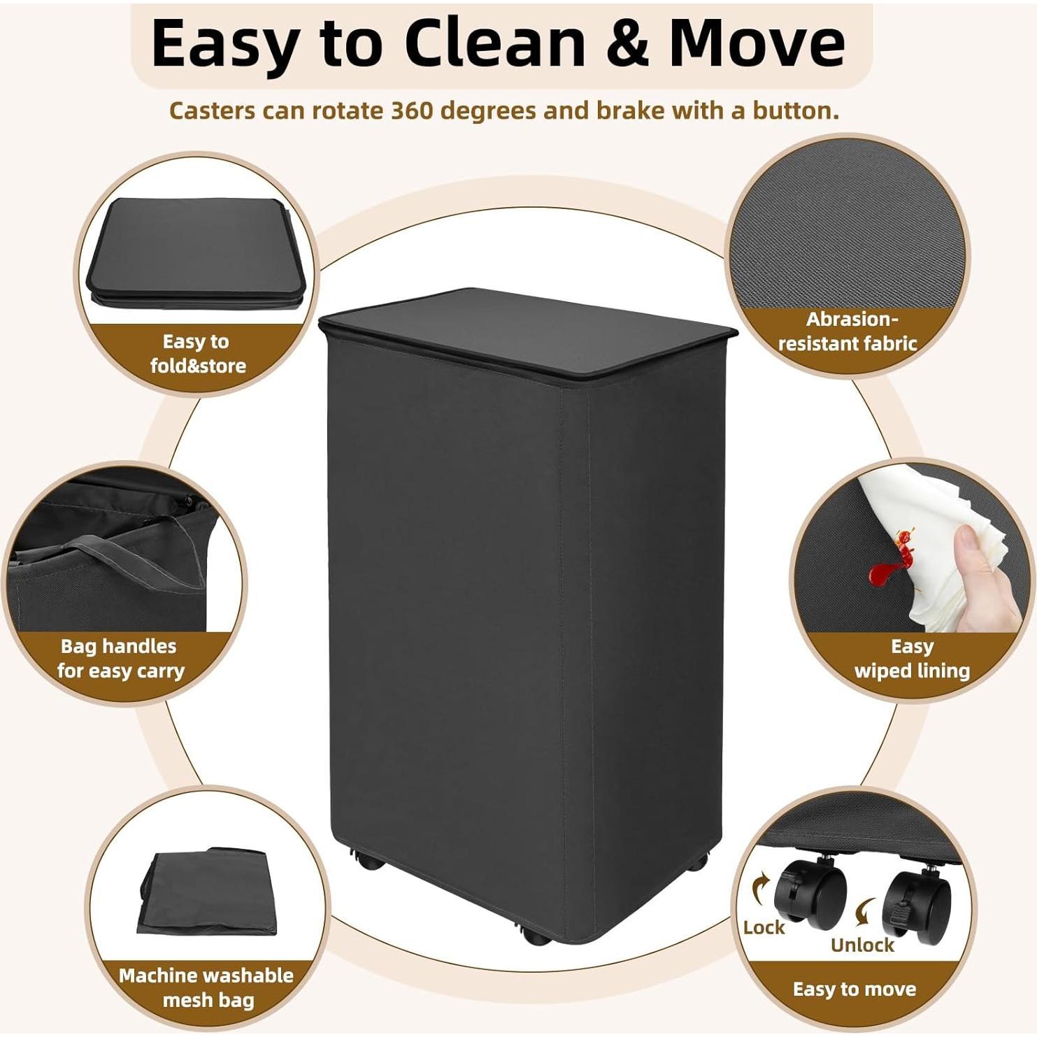 Cestas de Lavandería Colapsables Zealor 90L con Ruedas - 2 Pcs