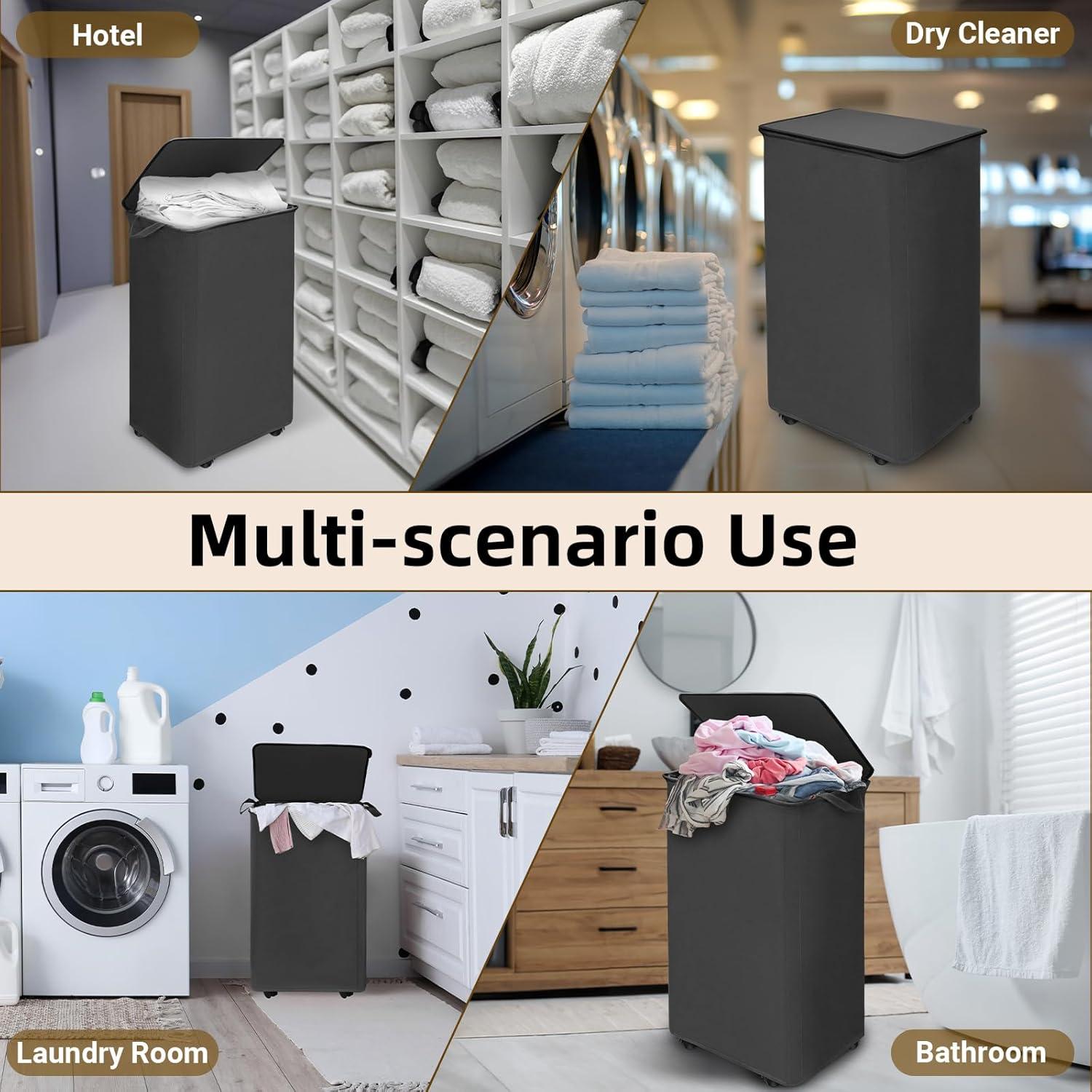 Cestas de Lavandería Colapsables Zealor 90L con Ruedas - 2 Pcs