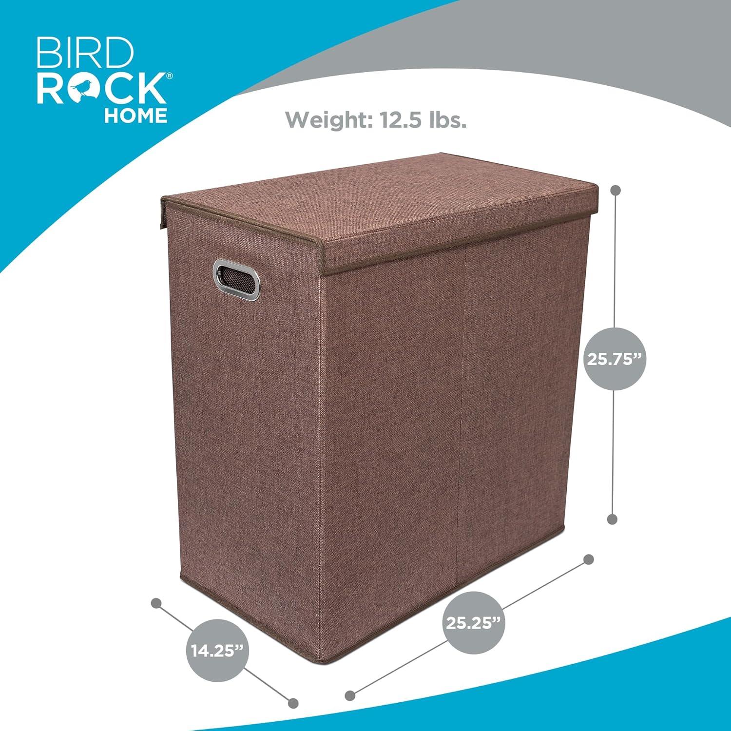 Cesta de Ropa Doble BIRDROCK HOME con Tapa 49.2L Marrón