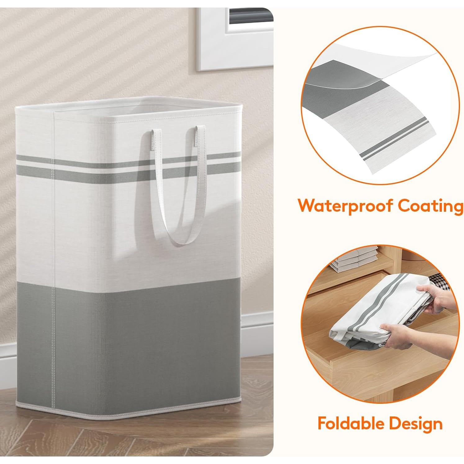 Cesto de Ropa Plegable Lifewit 80L 2 Pack Impermeable Gris