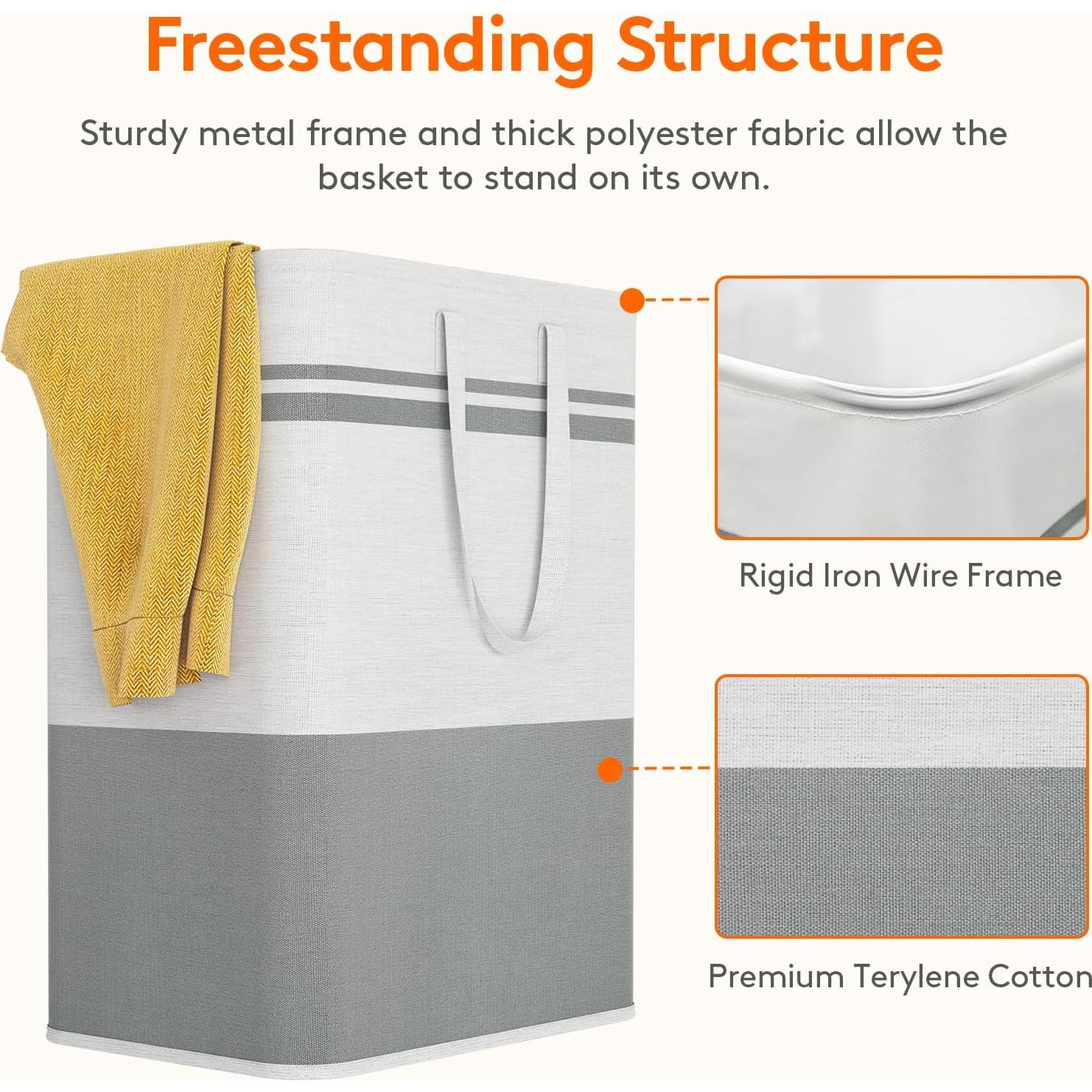 Cesto de Ropa Plegable Lifewit 80L 2 Pack Impermeable Gris