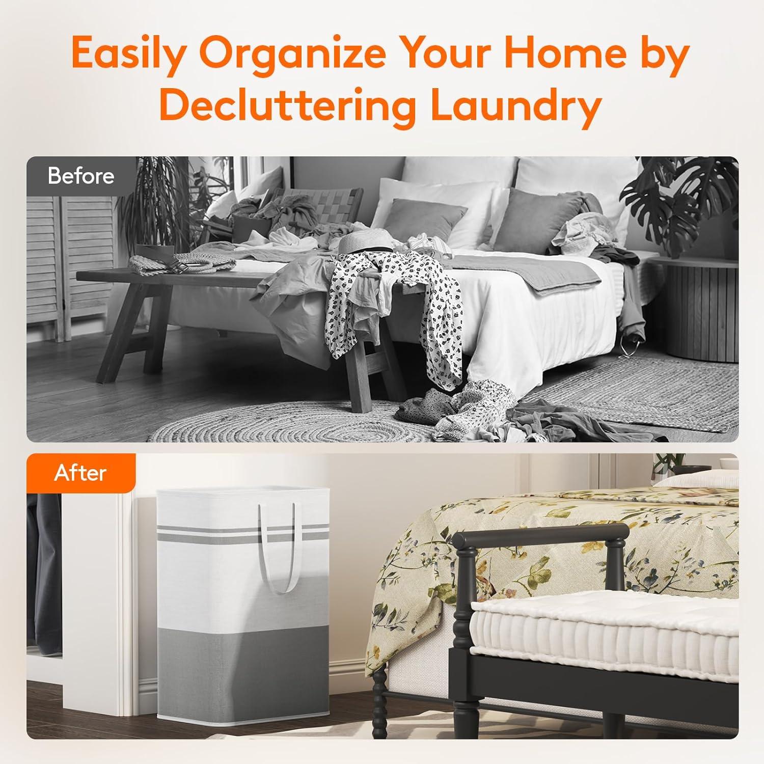 Cesto de Ropa Plegable Lifewit 80L 2 Pack Impermeable Gris