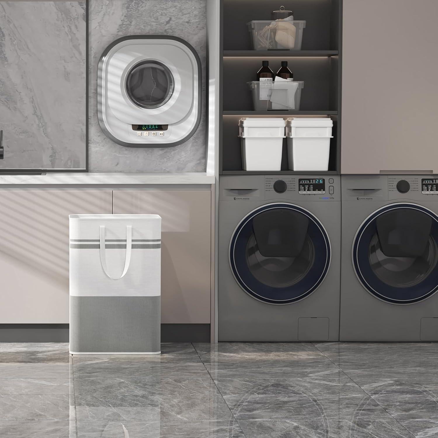 Cesto de Ropa Plegable Lifewit 80L 2 Pack Impermeable Gris