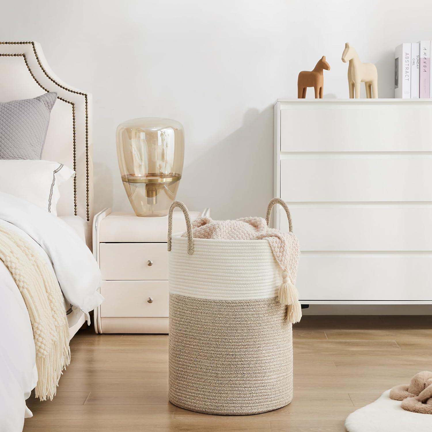 Cesta de Ropa Colapsable YOUDENOVA 58L Algodón Marrón