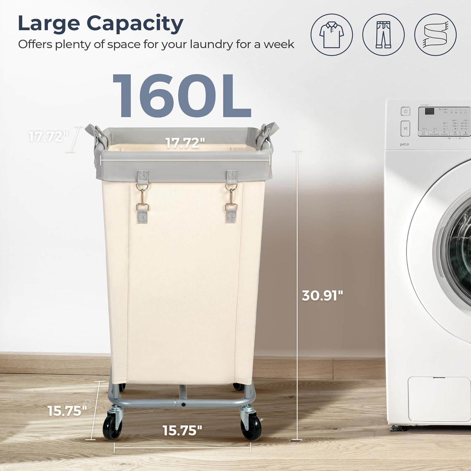 Cesto de Ropa STO STO 160L con Ruedas y Estructura de Acero