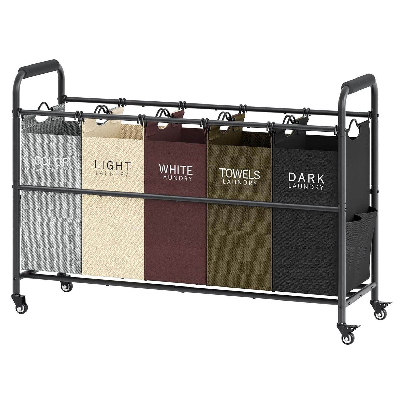 Carro Clasificador de Ropa Tajsoon 5 Bolsas con Ruedas 49.2L