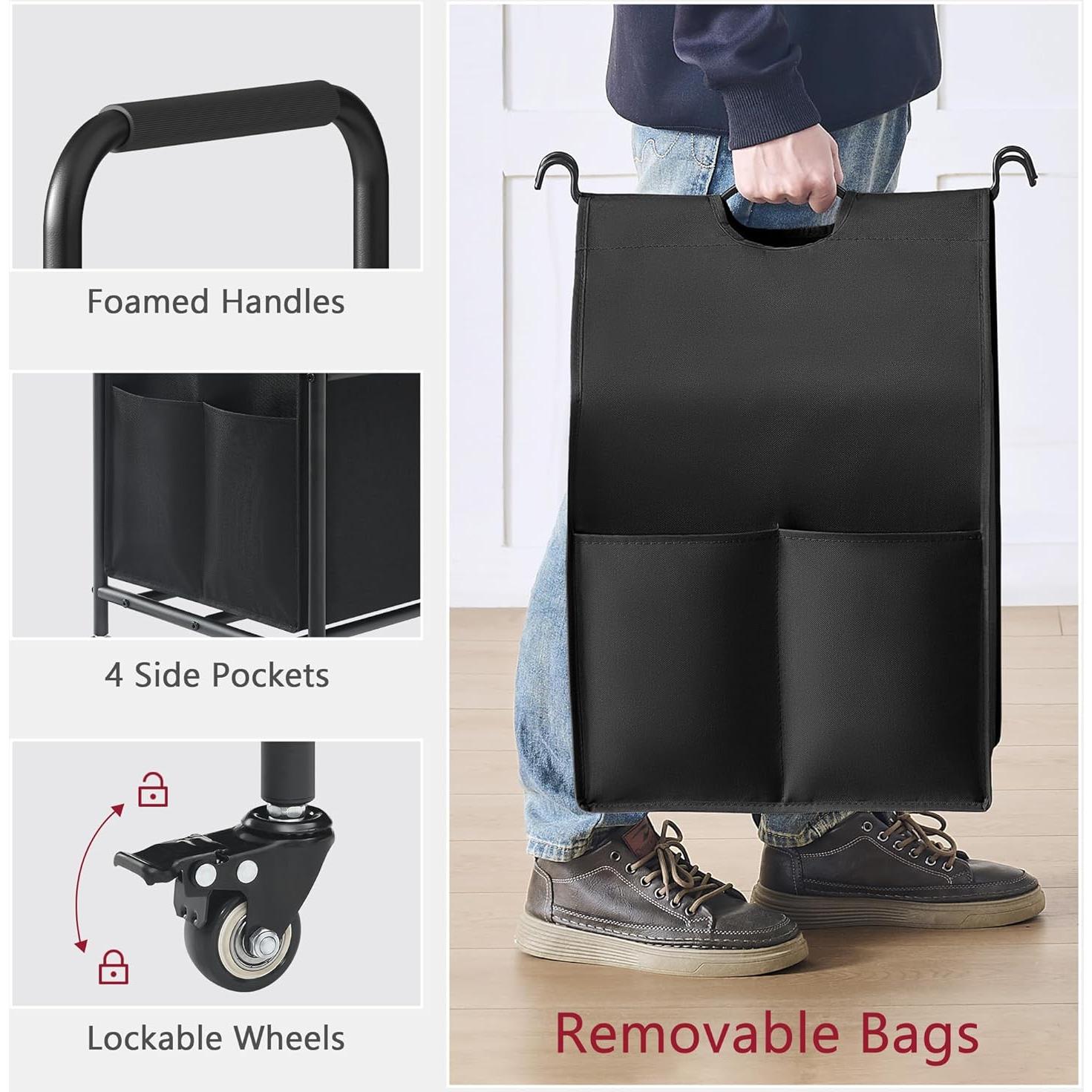 Carro Clasificador de Ropa Tajsoon 5 Bolsas con Ruedas 49.2L