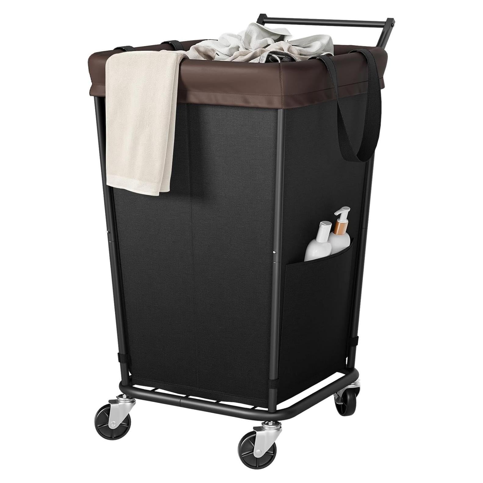 Cesto de Ropa Rodante Wawocs 160L con Ruedas y Asa Negro