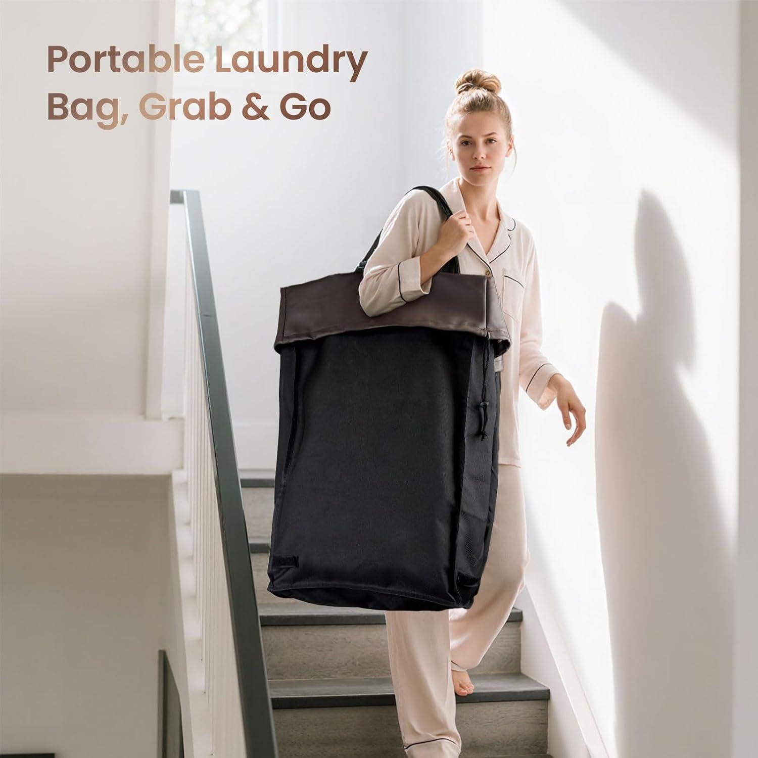 Cesto de Ropa Rodante Wawocs 160L con Ruedas y Asa Negro