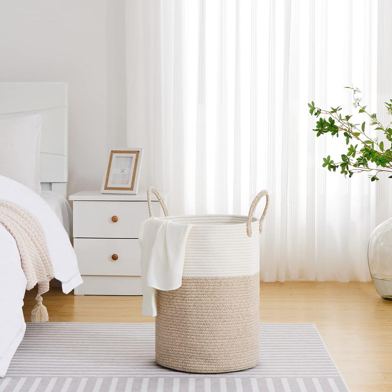 Cesta de Ropa Grande VIPOSCO 58L Algodón Tejido Bicolor