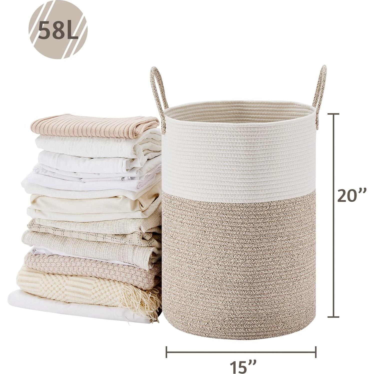 Cesta de Ropa Grande VIPOSCO 58L Algodón Tejido Bicolor